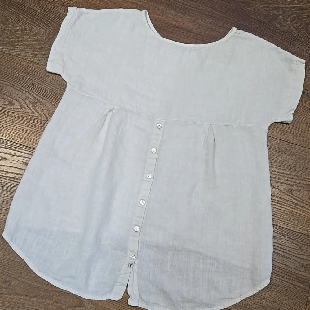 TERZO MILLENNIO 100% LINEN HI LOW TUNIC. SIZE LARGE. #7601 - Picture 9 of 10